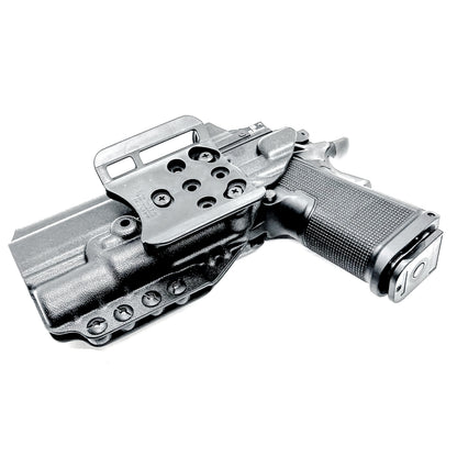 Kimber 2K11 OWB holster with SureFire X300U. Outside Waistband holster for range and carry with adjustable retention, optic compatibility, and durability.