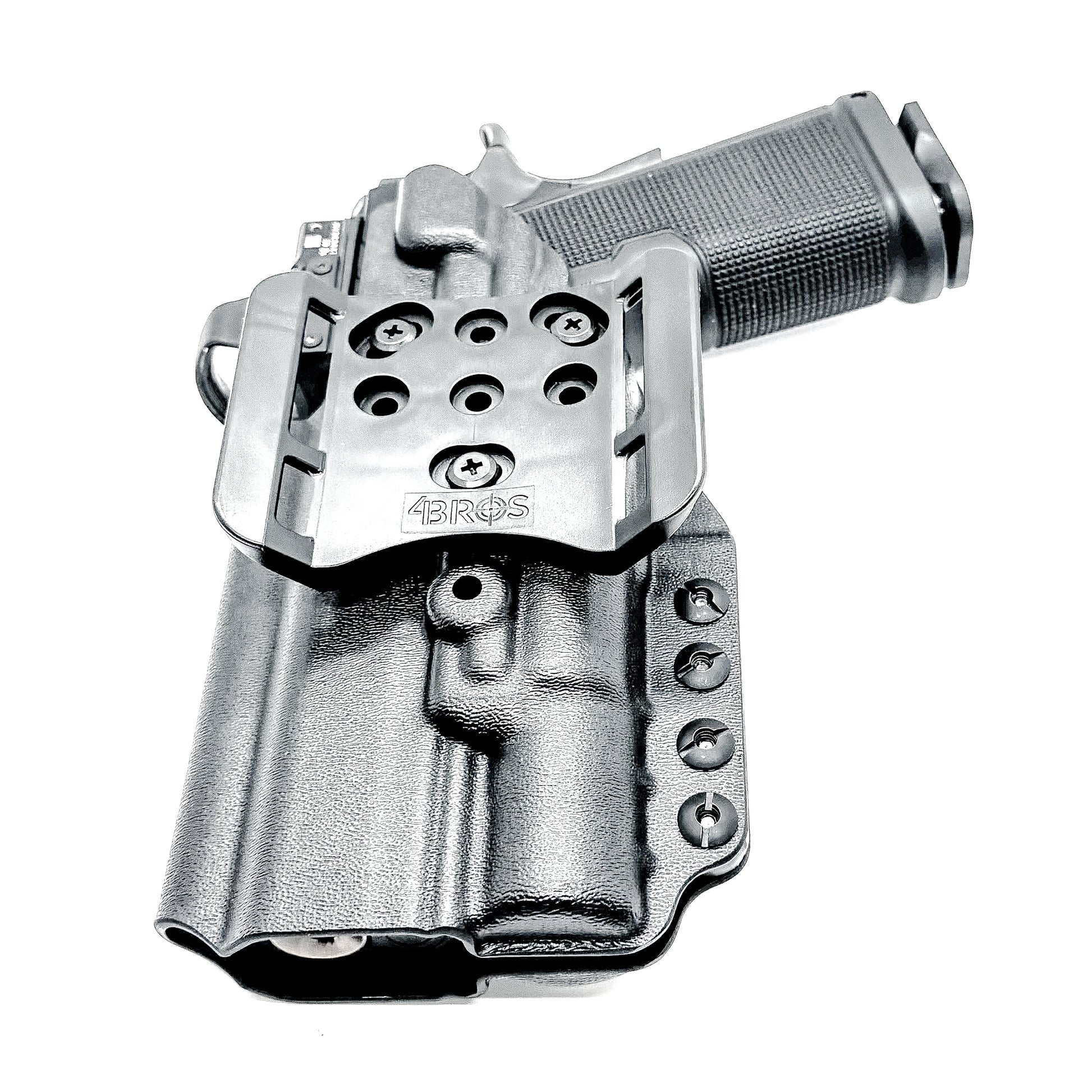 Kimber 2K11 OWB holster with SureFire X300U. Outside Waistband holster for range and carry with adjustable retention, optic compatibility, and durability.