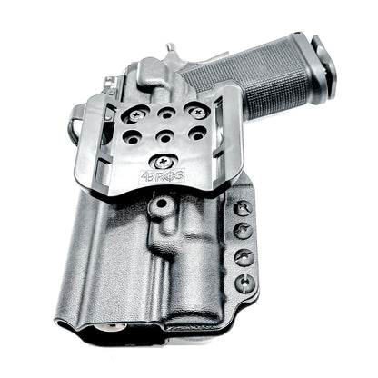 Kimber 2K11 OWB holster with SureFire X300U. Outside Waistband holster for range and carry with adjustable retention, optic compatibility, and durability.