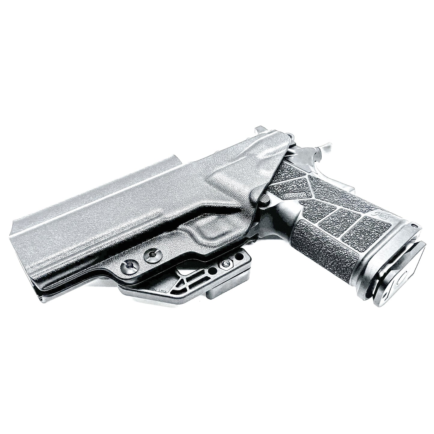 Kimber DS Warrior 5-inch Double Stack 1911 IWB holster with precision fit, .093 material, adjustable retention, and all-day comfort. Made in the USA.