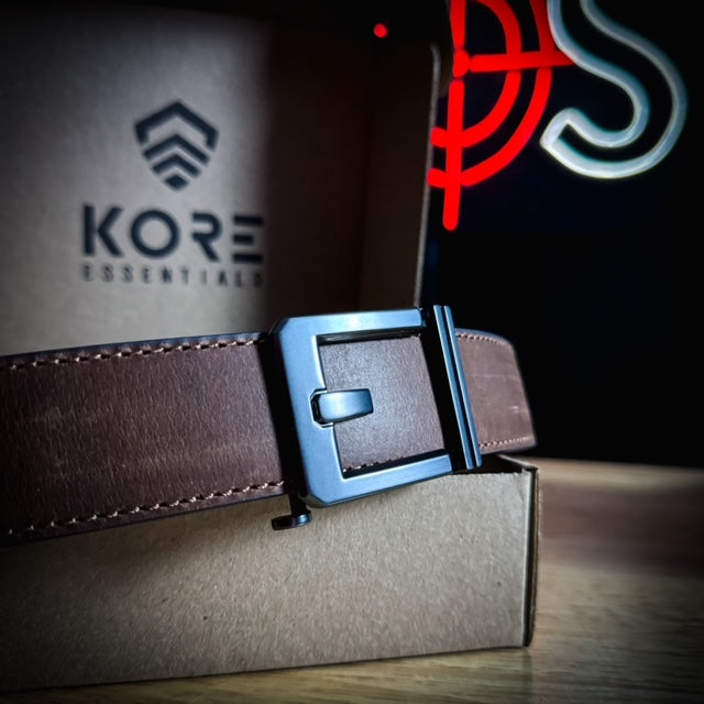 For the best concealed carry belt, shop Four Brothers Holsters for the Kore Essentials X3 belt.  The buckle design frees up space in front to hold your gear.
