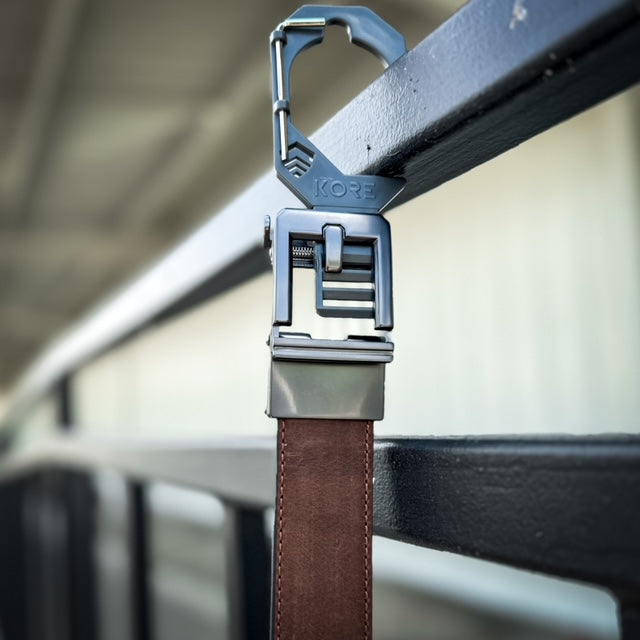 For the best concealed carry belt, shop Four Brothers Holsters for the Kore Essentials X3 belt.  The buckle design frees up space in front to hold your gear.