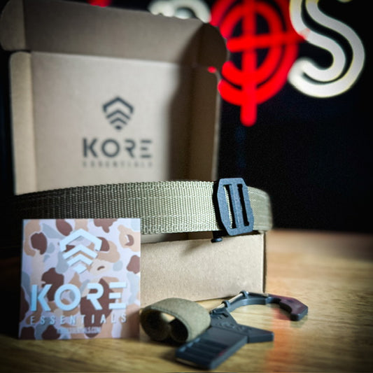 For the best concealed carry belt, shop Four Brothers Holsters for the Kore Essentials X7 belt.  The buckle design frees up space in front to hold your gear.