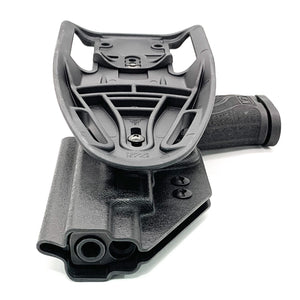 Outside Waistband Taco Style Holster designed to fit the Smith and Wesson M&P 5” pistol. Holster intended to be used for USPSA, 3-Gun, Steel Challenge and other competition shooting sports (May not be IDPA Legal). Holster is formed to fit both the 1.0 and 2. 0 generations. The holster will also accommodate the M&P pistols with a 4.25” or 4.6” barrel.