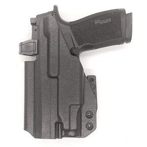 For the best Inside Waistband Kydex Holster designed to fit the Sig Sauer P365-XMACRO Comp RomeoZero Elite with Streamlight TLR-7 Sub, shop Four Brothers Holsters.  Full sweat guard, adjustable retention, smooth edges to reduce printing. Made in the USA. Open muzzle for threaded barrels, cleared for red dot sights.