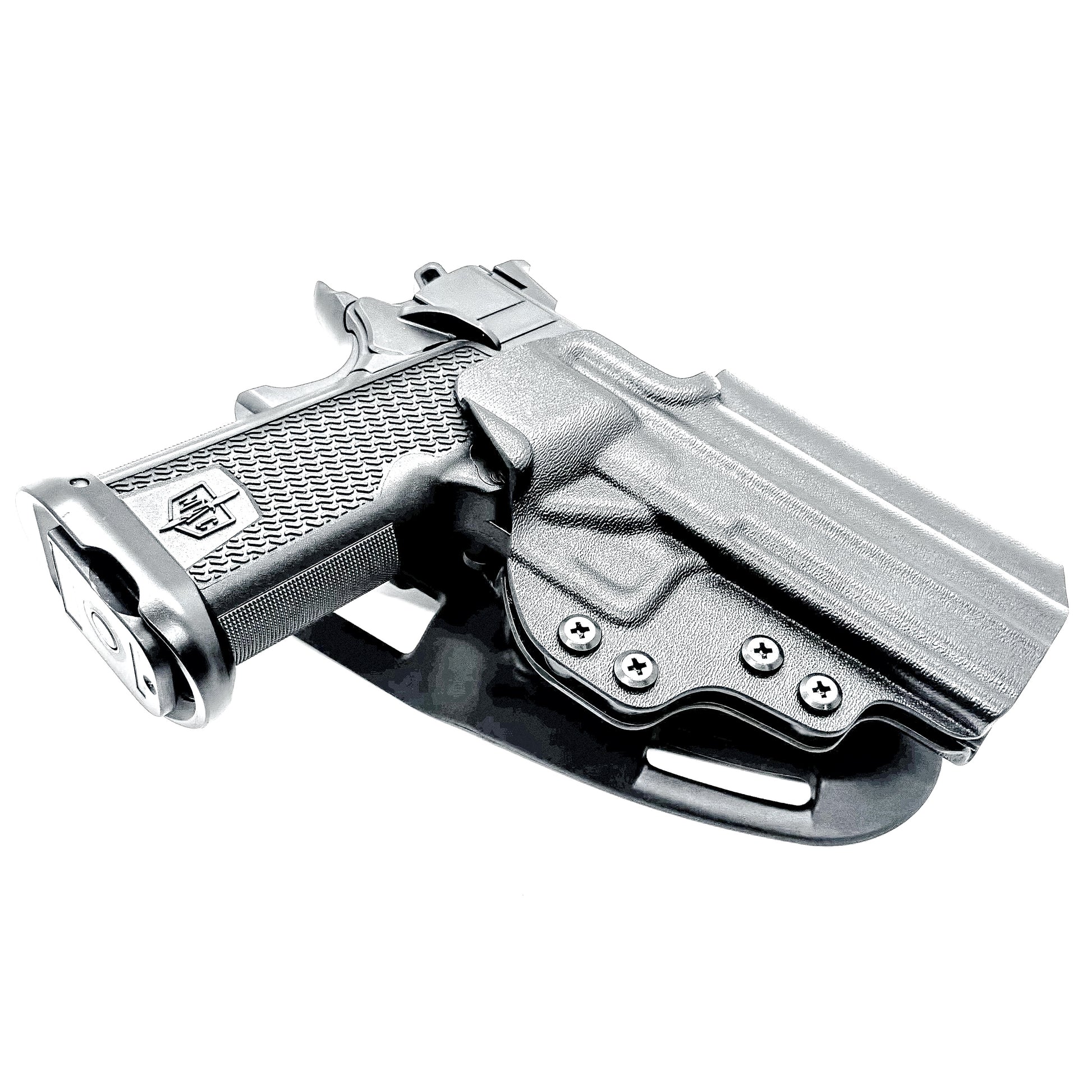 MAC 9 DS & DS COMP Outside Waistband (OWB) competition holster with precision fit and adjustable retention. Optics-ready design, made in the USA.