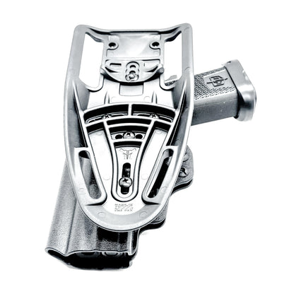 MAC 9 DS & DS COMP Outside Waistband (OWB) competition holster with precision fit and adjustable retention. Optics-ready design, made in the USA.