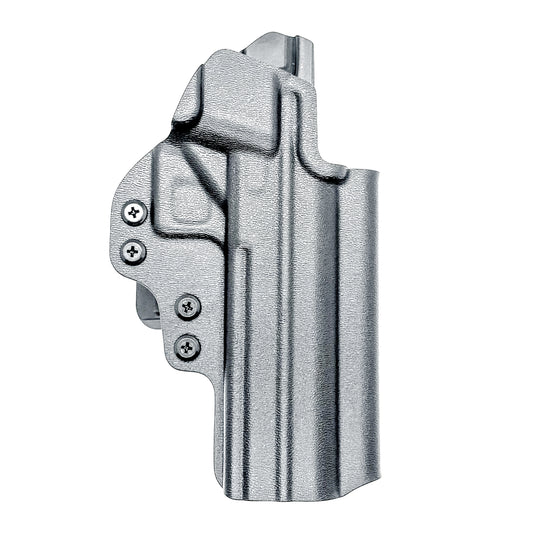 Black right-hand OWB holster for the Military Armament Corporation MAC 9 DS Duty and DS-D COMP with secure belt attachment and optic-ready design