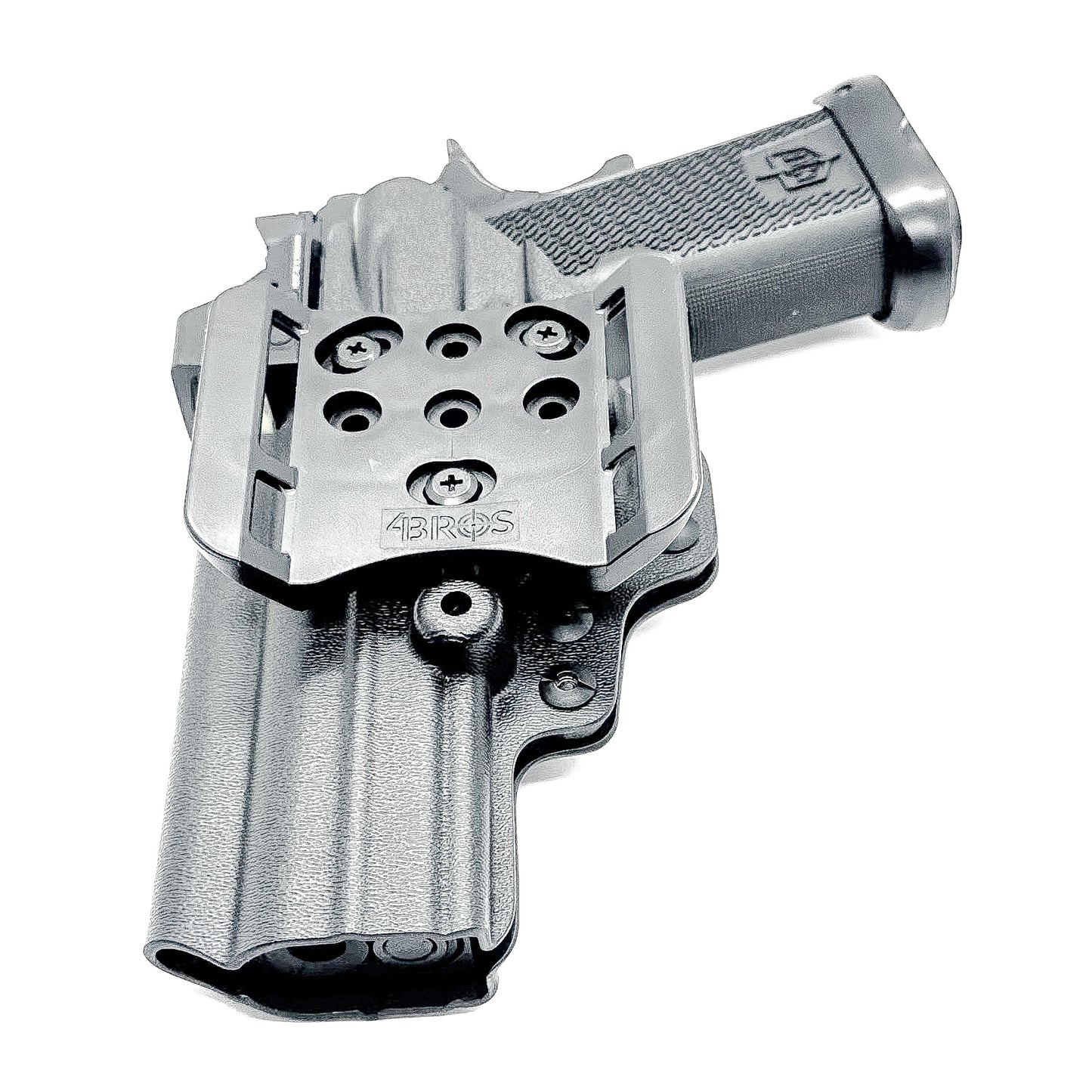 Black right-hand OWB holster for the Military Armament Corporation MAC 9 DS Duty and DS-D COMP with secure belt attachment and optic-ready design
