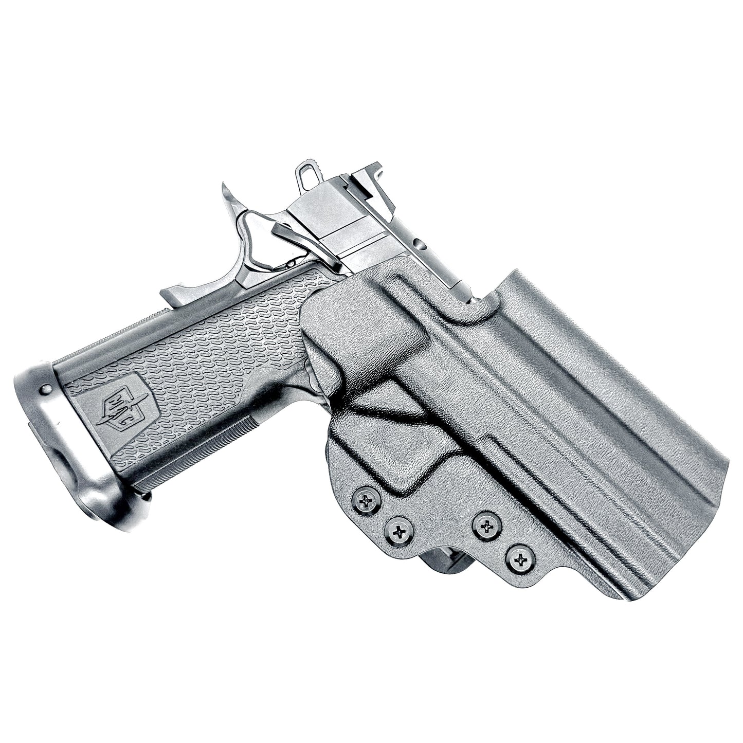 MAC 9 DS & DS COMP Outside Waistband (OWB) holster with precision fit and adjustable retention. Optics-ready design, made in the USA.