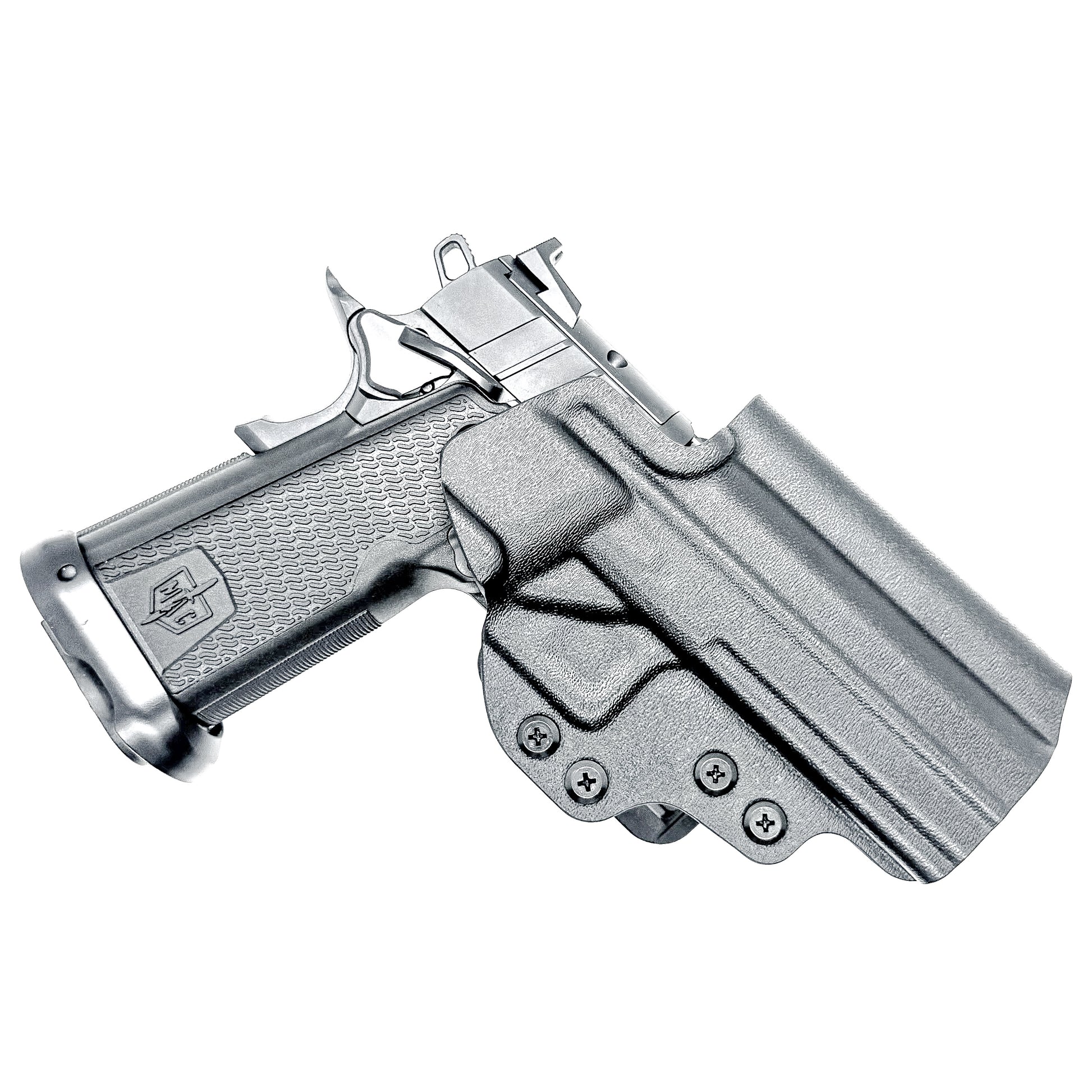 MAC 9 DS & DS COMP Outside Waistband (OWB) holster with precision fit and adjustable retention. Optics-ready design, made in the USA.