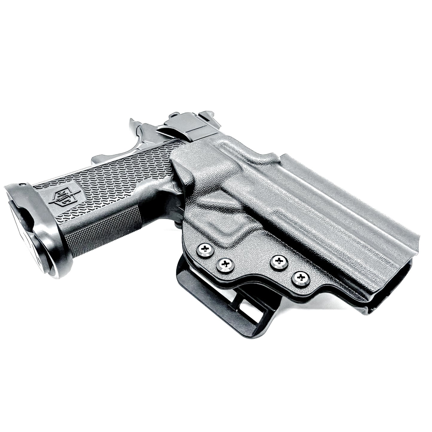 MAC 9 DS & DS COMP Outside Waistband (OWB) holster with precision fit and adjustable retention. Optics-ready design, made in the USA.