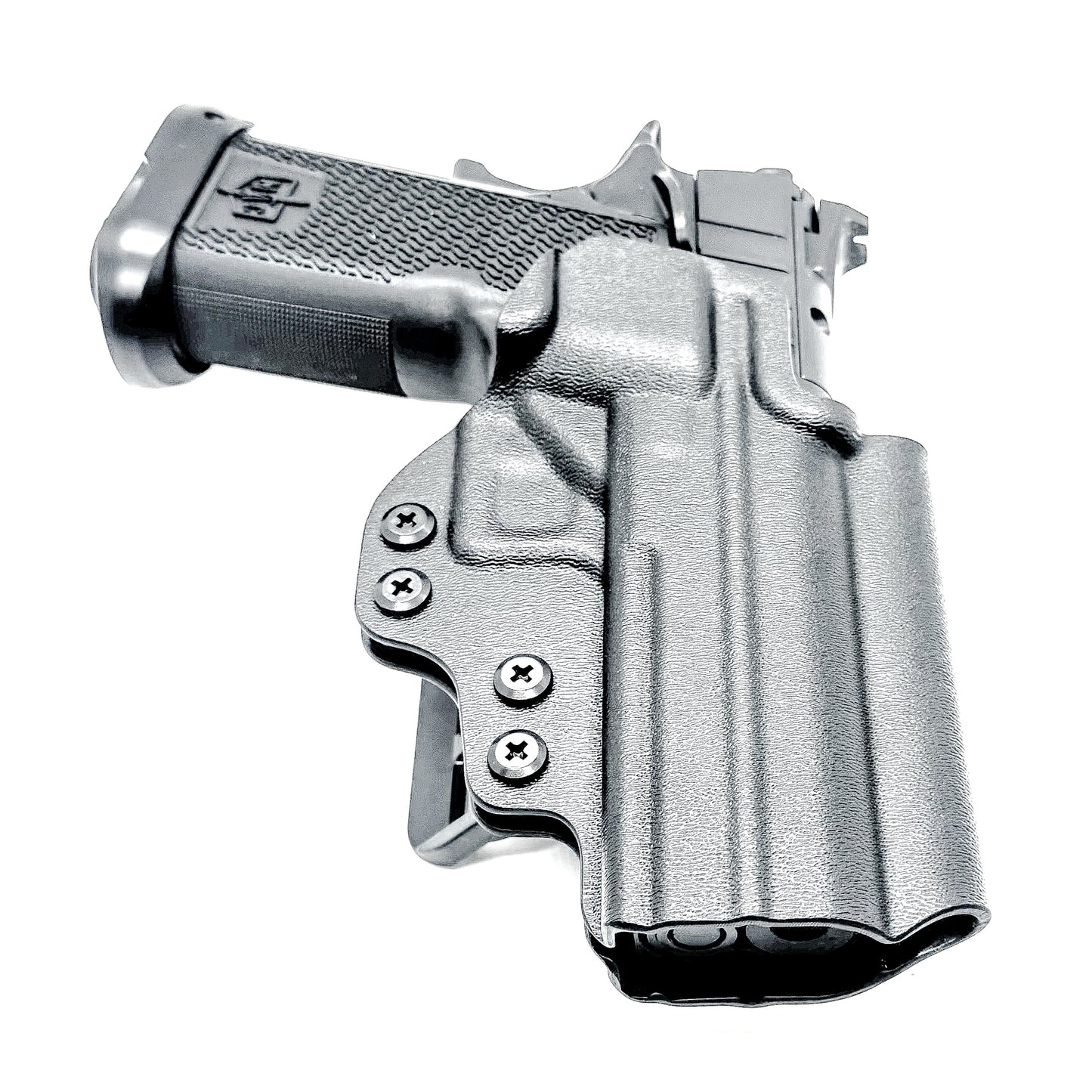 MAC 9 DS & DS COMP Outside Waistband (OWB) holster with precision fit and adjustable retention. Optics-ready design, made in the USA.