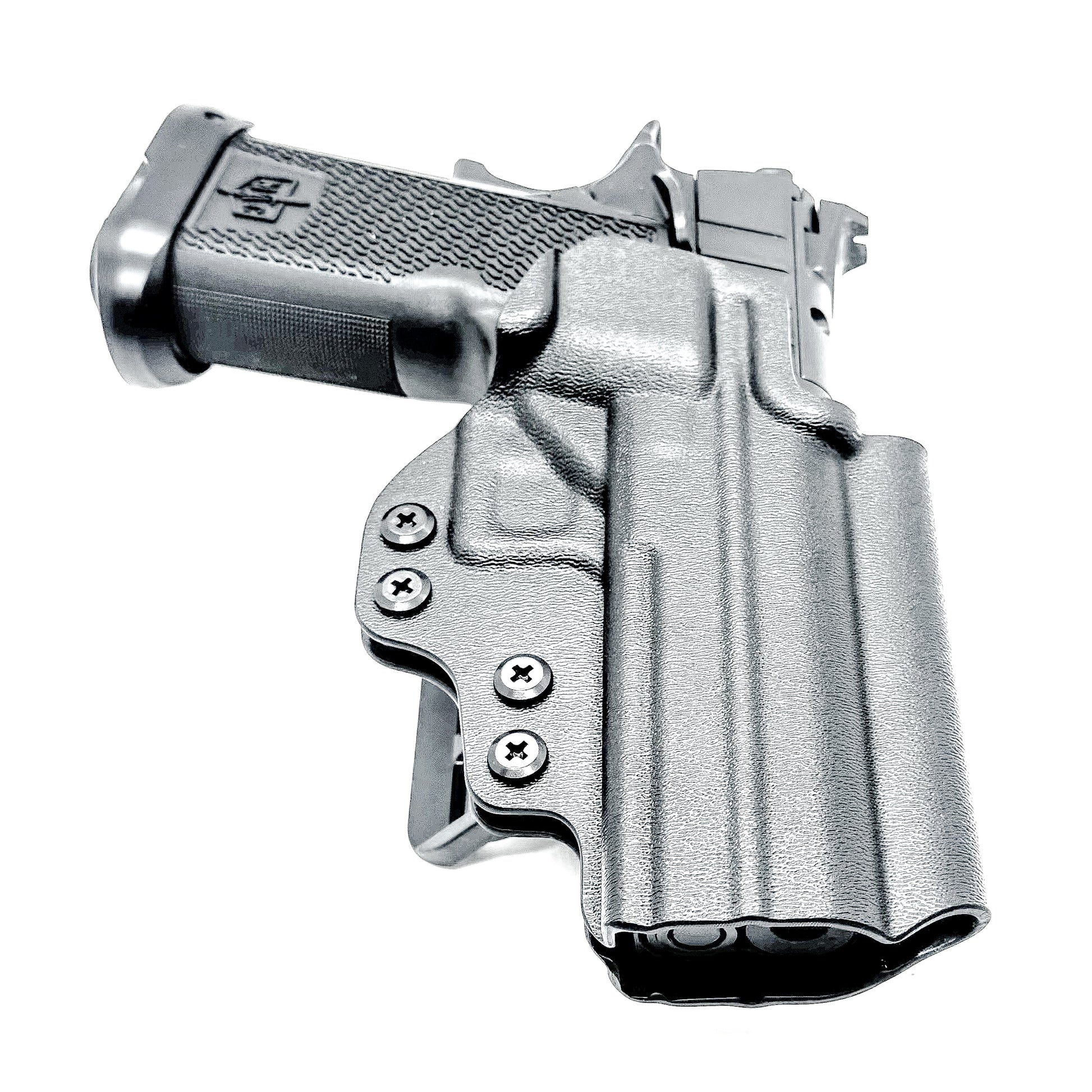 MAC 9 DS & DS COMP Outside Waistband (OWB) holster with precision fit and adjustable retention. Optics-ready design, made in the USA.