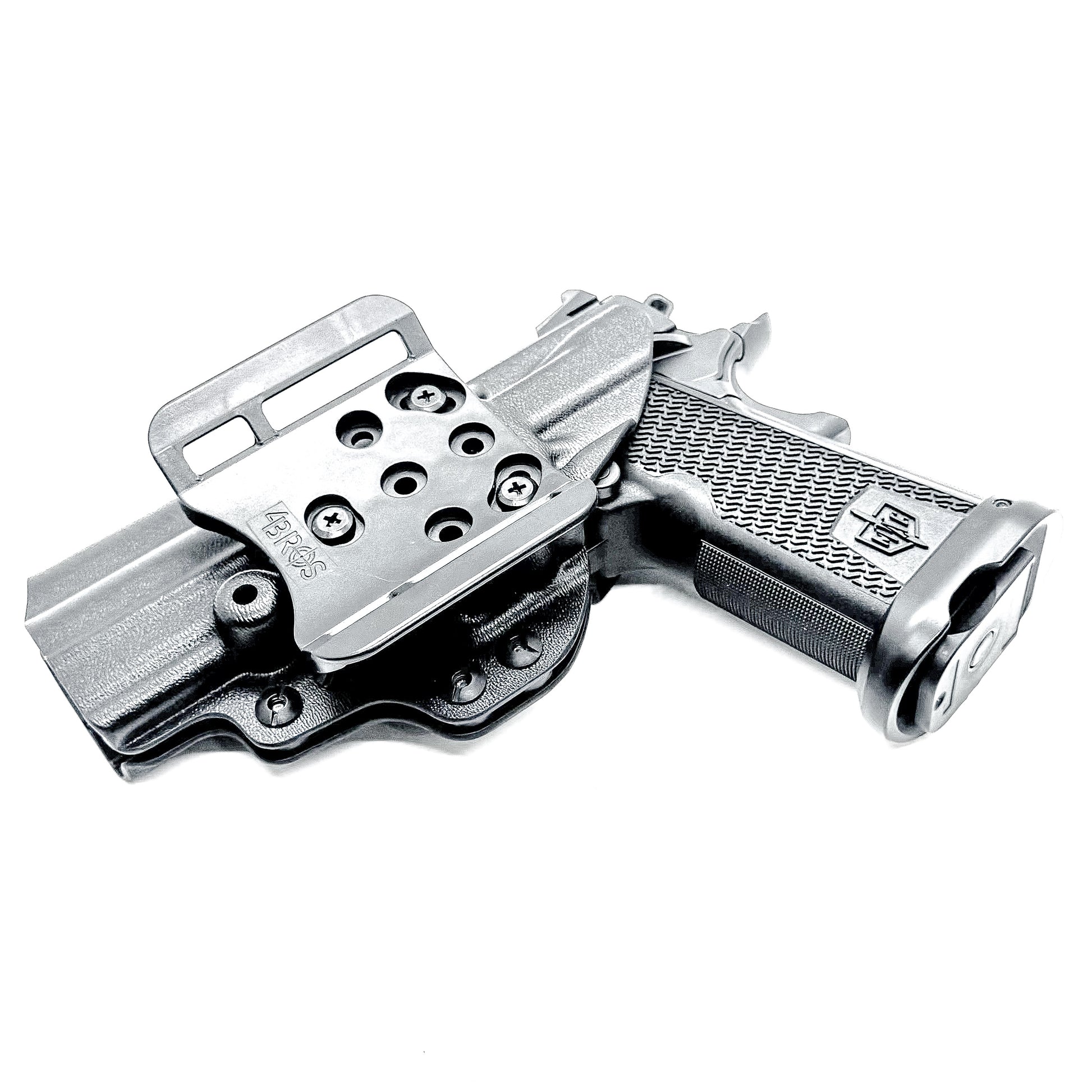 MAC 9 DS & DS COMP Outside Waistband (OWB) holster with precision fit and adjustable retention. Optics-ready design, made in the USA.