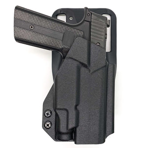 For the best OWB Duty & Competition Kydex Holster designed to fit the Sig Sauer P365-XMACRO, P365, and P365XL with the Mischief Machine Alpha, Omega, & Commander Grip Module and the Streamlight 1913 TLR-7 Sub, shop Four Brothers Holsters. Full sweat guard, Open muzzle, cut for red dot sights. MACRO TLR7 Sub