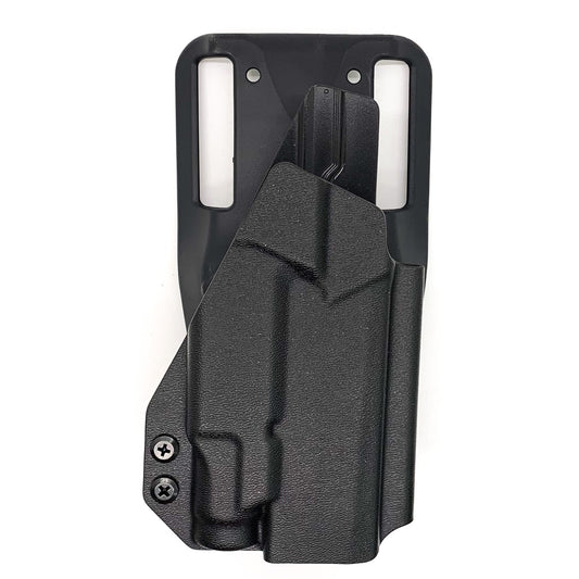 For the best OWB Duty & Competition Kydex Holster designed to fit the Sig Sauer P365-XMACRO, P365, and P365XL with the Mischief Machine Alpha, Omega, & Commander Grip Module and the Streamlight 1913 TLR-7 Sub, shop Four Brothers Holsters. Full sweat guard, Open muzzle, cut for red dot sights. MACRO TLR7 Sub