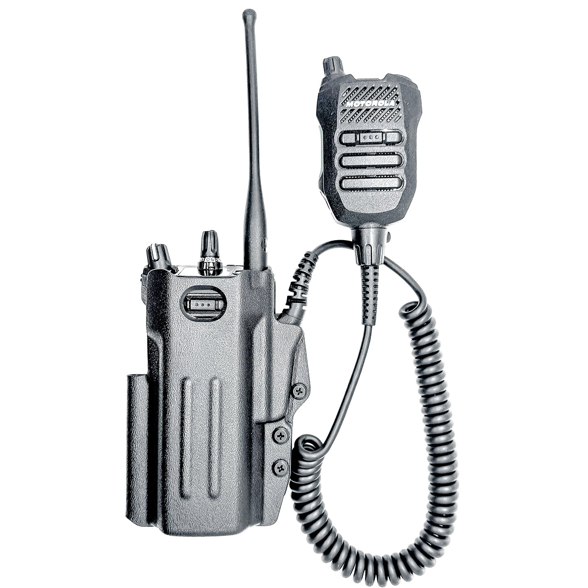 Motorola APX NEXT extended battery OWB & Molle radio holster