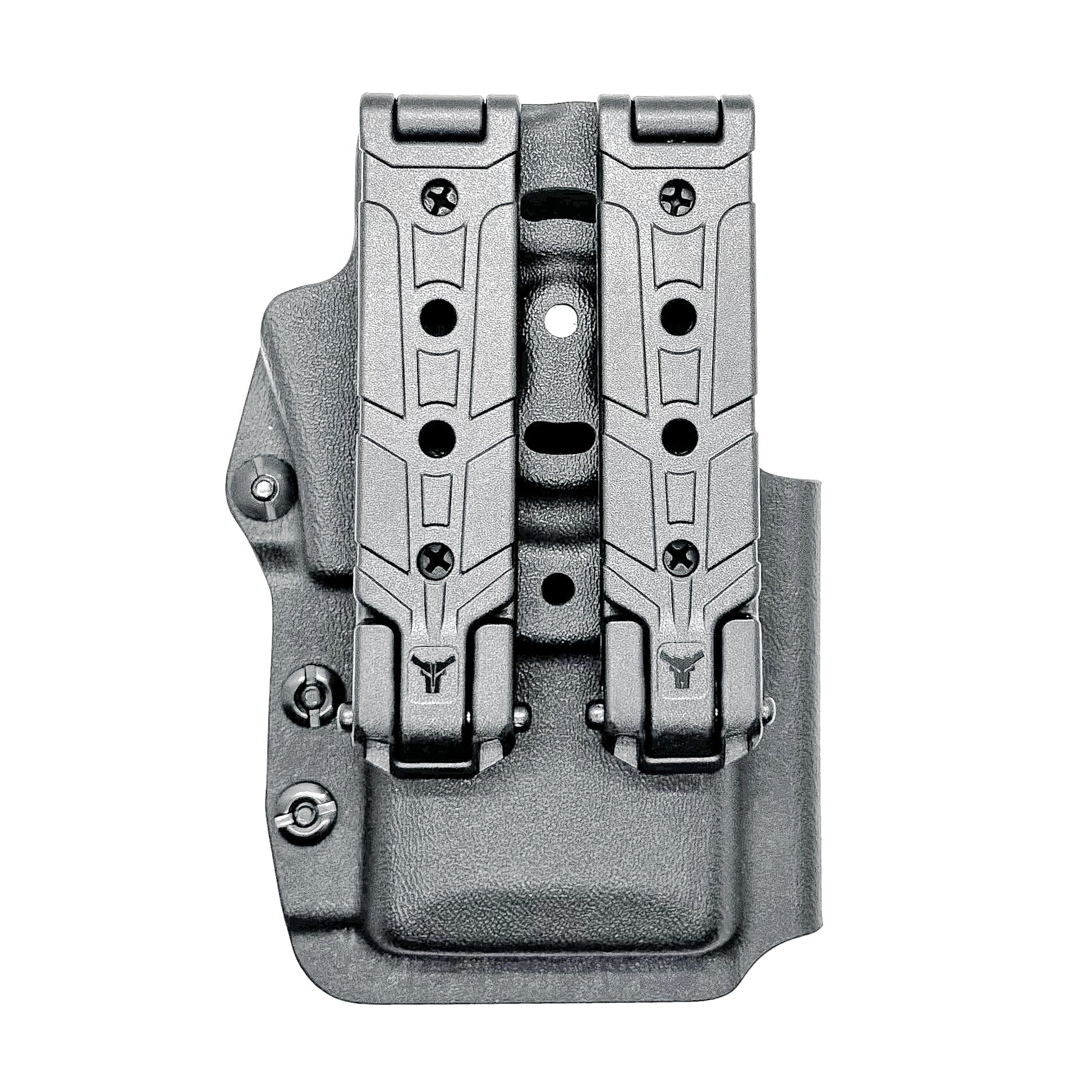 Outside Waistband & Molle Mount Kydex holster carrier for the Motorola APX N70 Single-band P25 Smart Radio Back Side with 3" Molle Lok