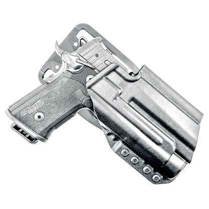 Light-Duty and Competition OWB holster for the Sig Sauer P211 GT4 and Streamlight TLR-1 HL or TLR-1 HP for Outside Waistband range & competition use.