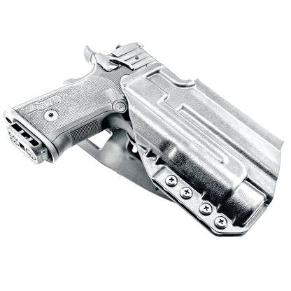 Light-Duty and Competition OWB holster for the Sig Sauer P211 GT4 and Streamlight TLR-1 HL or TLR-1 HP for Outside Waistband range & competition use.