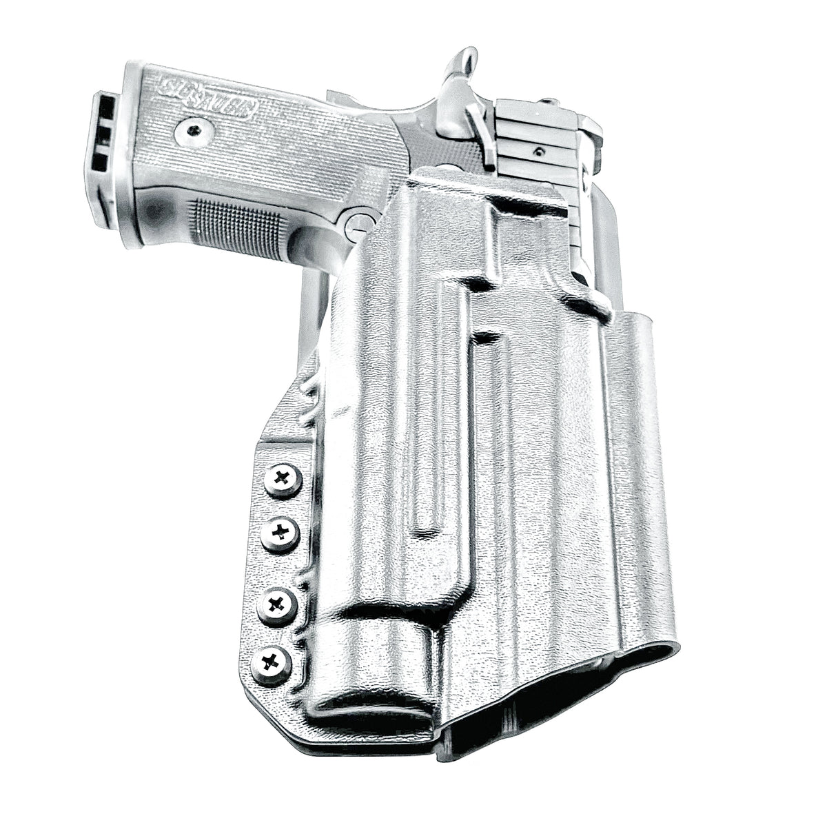 Light-Duty and Competition OWB holster for the Sig Sauer P211 GT4 and Streamlight TLR-1 HL or TLR-1 HP for Outside Waistband range & competition use.