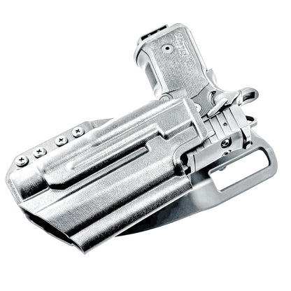 Light-Duty and Competition OWB holster for the Sig Sauer P211 GT4 and Streamlight TLR-1 HL or TLR-1 HP for Outside Waistband range & competition use.