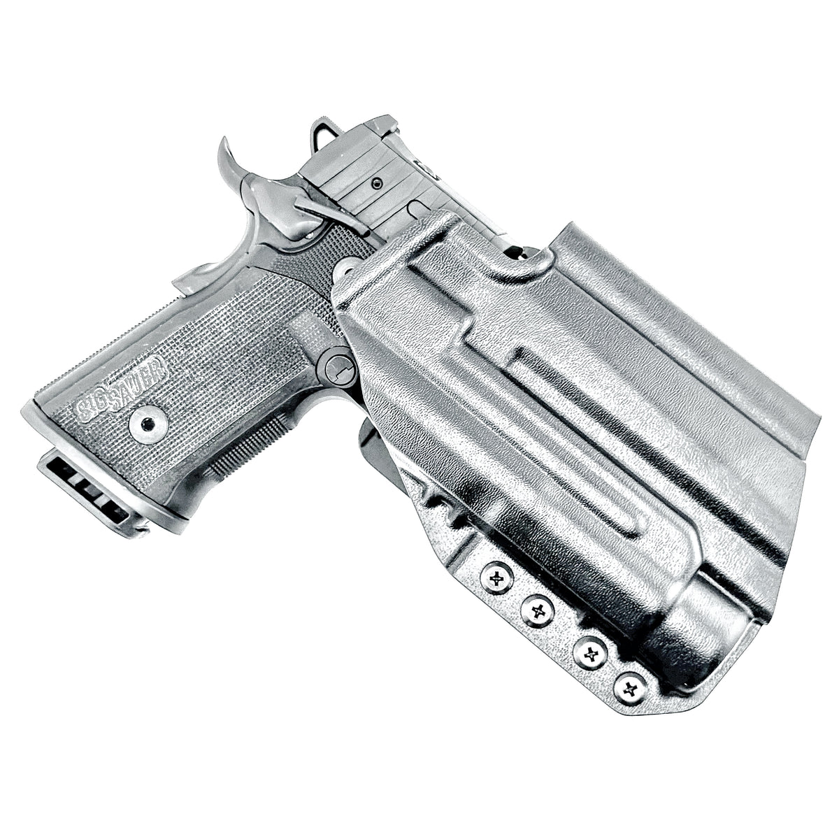 OWB holster for the Sig Sauer P211 GT4 and Streamlight TLR-1 HL or TLR-1 HP for Outside Waistband carry. Optics-ready and adjustable retention.