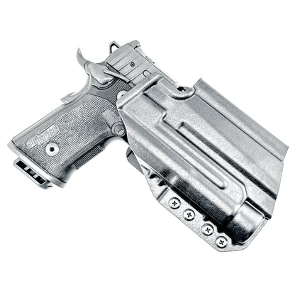 OWB holster for the Sig Sauer P211 GT4 and Streamlight TLR-1 HL or TLR-1 HP for Outside Waistband carry. Optics-ready and adjustable retention.
