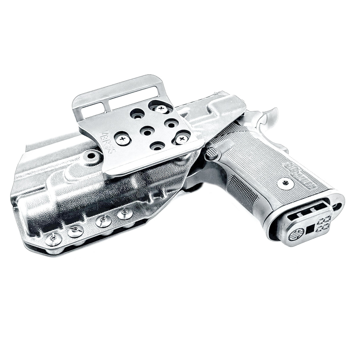 OWB holster for the Sig Sauer P211 GT4 and Streamlight TLR-1 HL or TLR-1 HP for Outside Waistband carry. Optics-ready and adjustable retention.