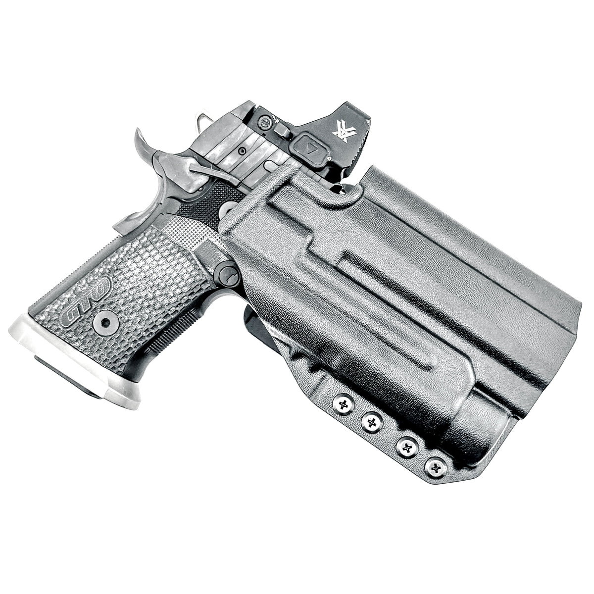 OWB holster for the Sig Sauer P211 GTO and Streamlight TLR-1 HL or TLR-1 HP for Outside Waistband carry. Optics-ready and adjustable retention.