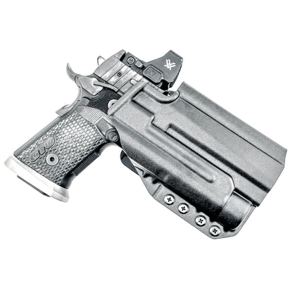 OWB holster for the Sig Sauer P211 GTO and Streamlight TLR-1 HL or TLR-1 HP for Outside Waistband carry. Optics-ready and adjustable retention.