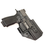 For the best IWB AIWB Inside Waistband Kydex Thermoplastic Holster designed to fit all P320 Carry pistols and the M18 with GoGunsUSA Gas Pedal, shop Four Brothers Holsters. This holster will also fit the P320 Wilson Combat Carry grip module.  Adjustable retention, profile cleared for red dot sights. Proudly made in USA