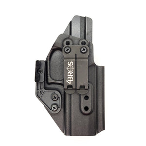 For the best IWB AIWB Inside Waistband Kydex Thermoplastic Holster designed to fit all P320 Carry pistols and the M18 with GoGunsUSA Gas Pedal, shop Four Brothers Holsters. This holster will also fit the P320 Wilson Combat Carry grip module.  Adjustable retention, profile cleared for red dot sights. Proudly made in USA