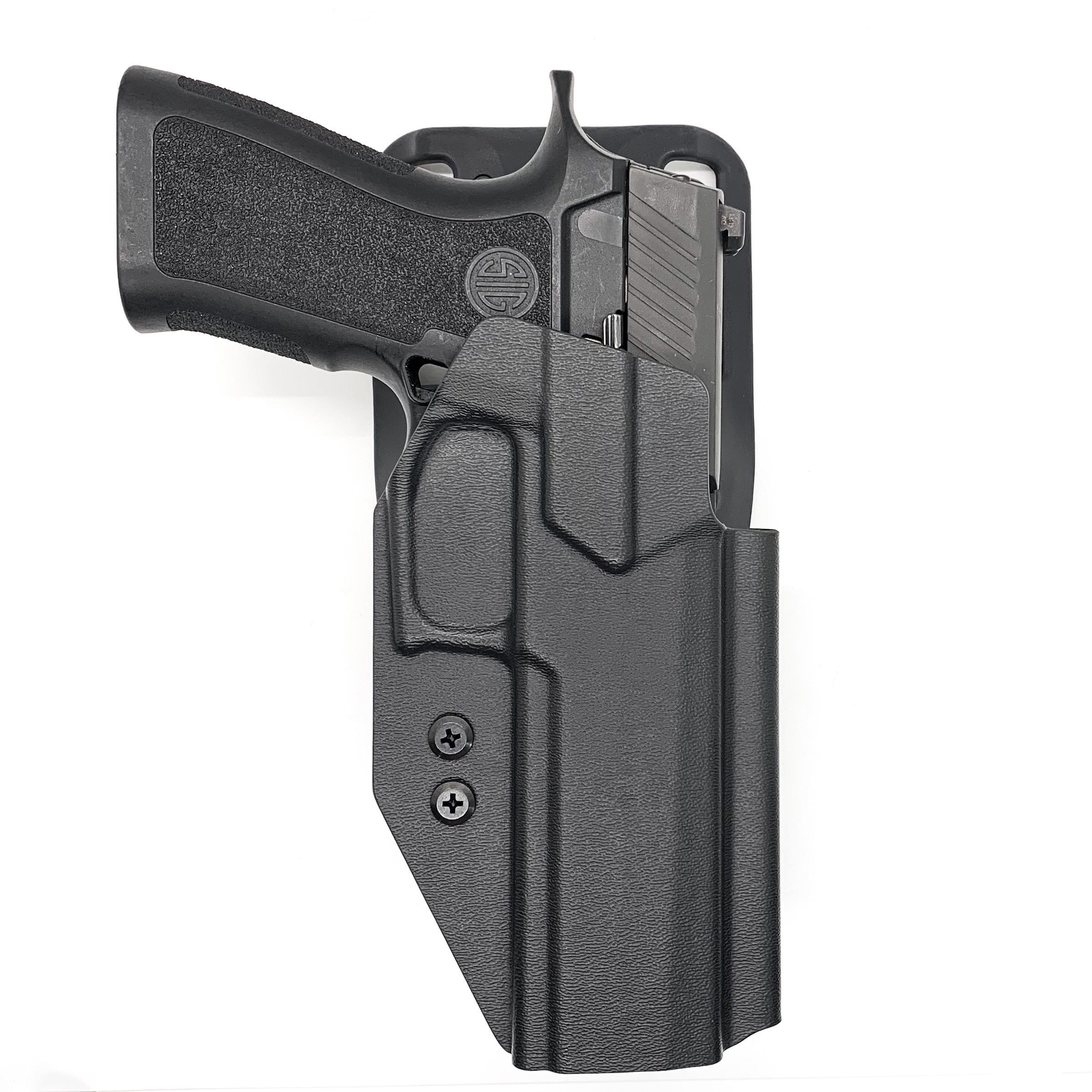 Outside waistband competition style holster designed to fit all Sig P320 pistols with GoGuns USA Gas Pedal installed. Holster will fit the Compact, Carry, M17, M18 and X5 line of P320 pistols. Adjustable retention. Holster works well for USPSA, 3-Gun, Steel Challenge and other competition shooting sports 