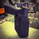 Outside waistband competition style holster designed to fit all Sig P320 pistols with GoGuns USA Gas Pedal installed. Holster will fit the Compact, Carry, M17, M18 and X5 line of P320 pistols. Adjustable retention. Holster works well for USPSA, 3-Gun, Steel Challenge and other competition shooting sports 