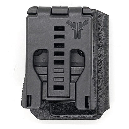 For the Best OWB Outside Waistband Kydex Magazine Pouch designed to fit the Smith & Wesson M&P 2.0 10mm Magazine, shop Four Brothers Holsters. Suitable for belt widths of 1 1/2", 1 3/4". 2" & 2 1/2" Adjustable retention and cant outside waist carrier holster. Will allow bullets forward & bullets back orientation.