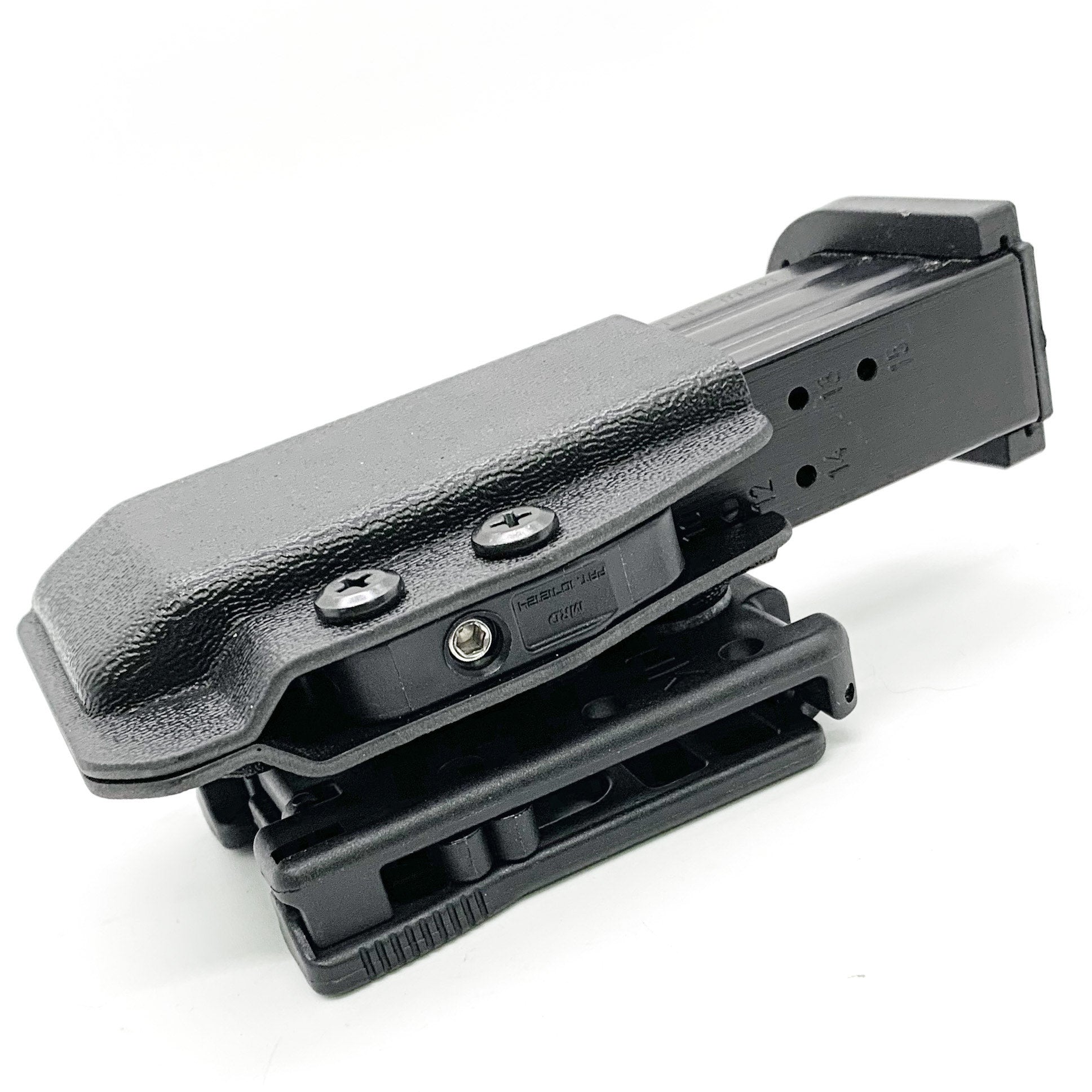 For the Best OWB Outside Waistband Kydex Magazine Pouch designed to fit the Sig Sauer P320-XTEN 10mm Magazine, shop Four Brothers Holsters. Suitable for belt widths of 1 1/2", 1 3/4". 2" & 2 1/2" Adjustable retention and cant outside waist carrier holster. Will allow bullets forward & bullets back orientation. X10 X Ten