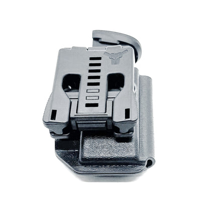 Black Kydex OWB Outside Waistband magazine pouch for Sig P365-FUSE, shop Four Brothers 4BROS Holsters. Proudly made in the USA.  Adjustable retention.