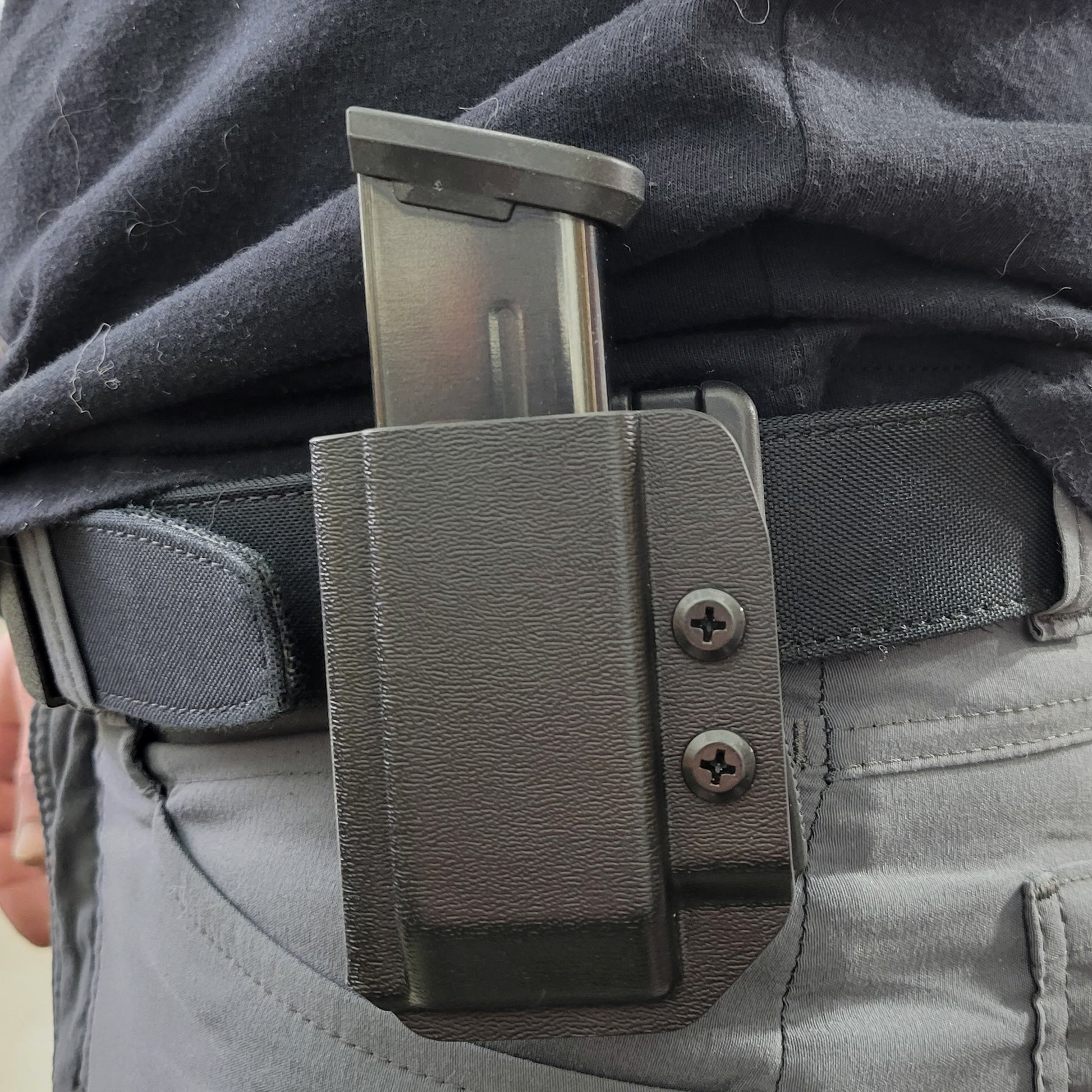 For the Best Kydex OWB Outside Waistband magazine pouch for Sig P365-FUSE, shop Four Brothers Holsters. Suitable for belt widths of 1 1/2", 1 3/4". 2" & 2 1/2" Adjustable retention and cant outside waist carrier holster Hellcat Pro, Sig P365XL, P365-XMACRO, Glock 43X & 48, Smith and Wesson Equalizer, and Shield Plus

