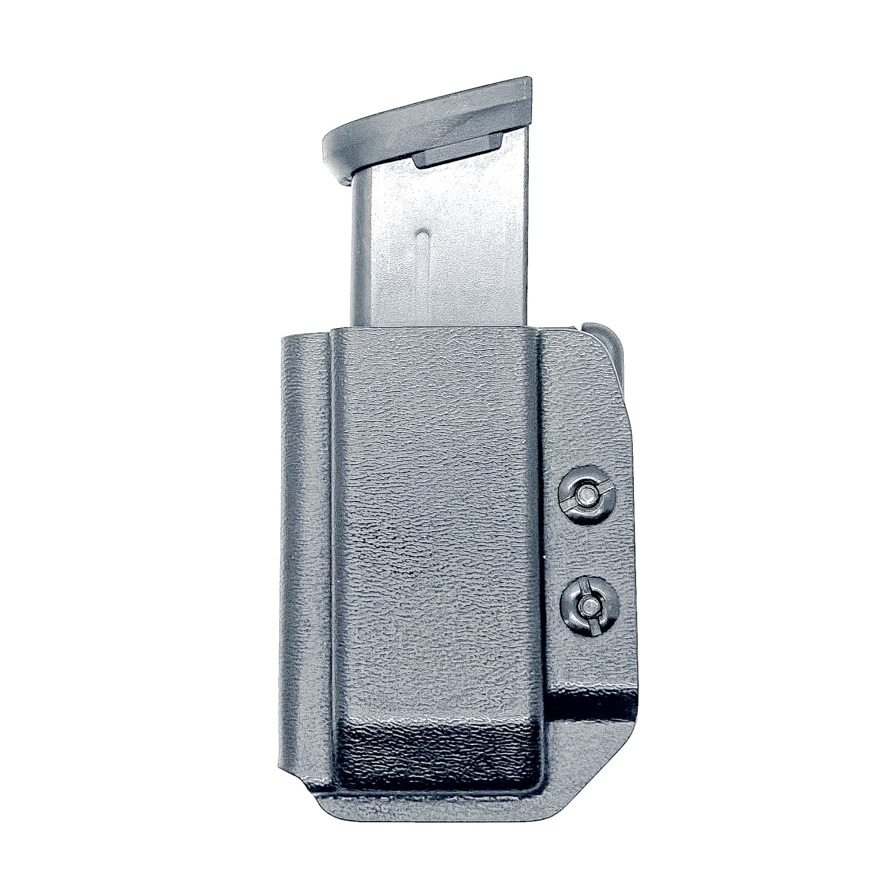 Black Kydex OWB Outside Waistband magazine pouch for Sig P365-FUSE, shop Four Brothers 4BROS Holsters. Proudly made in the USA.  Adjustable retention.