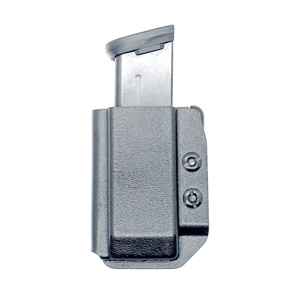Black Kydex OWB Outside Waistband magazine pouch for Sig P365-FUSE, shop Four Brothers 4BROS Holsters. Proudly made in the USA.  Adjustable retention.