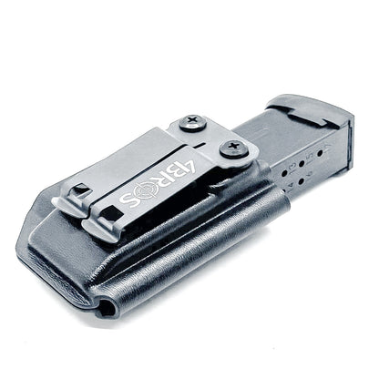 Black Kydex IWB AIWB appendix inside waistband magazine pouch for Sig P365-XMACRO P365 X Macro from Four Brothers Holsters. Proudly made in the USA.