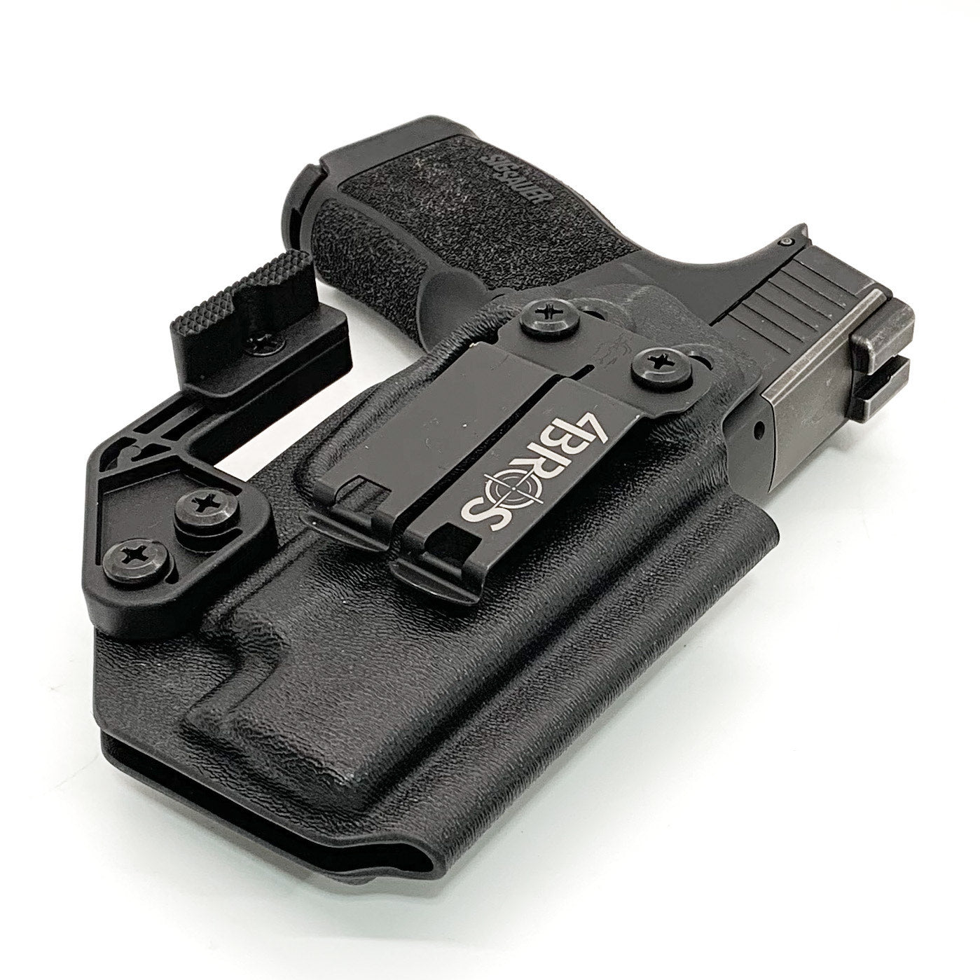 Inside waistband IWB kydex holster designed to fit the Sig Sauer P365XL P365X, P365XL Spectre,  P365X/XL RomeoZero, and P365 SAS with GoGuns Gas Pedal holster. Adjustable retention, high sweat guard, optional Modwing  to reduce firearm printing Rides close to body, comfortable & durable 