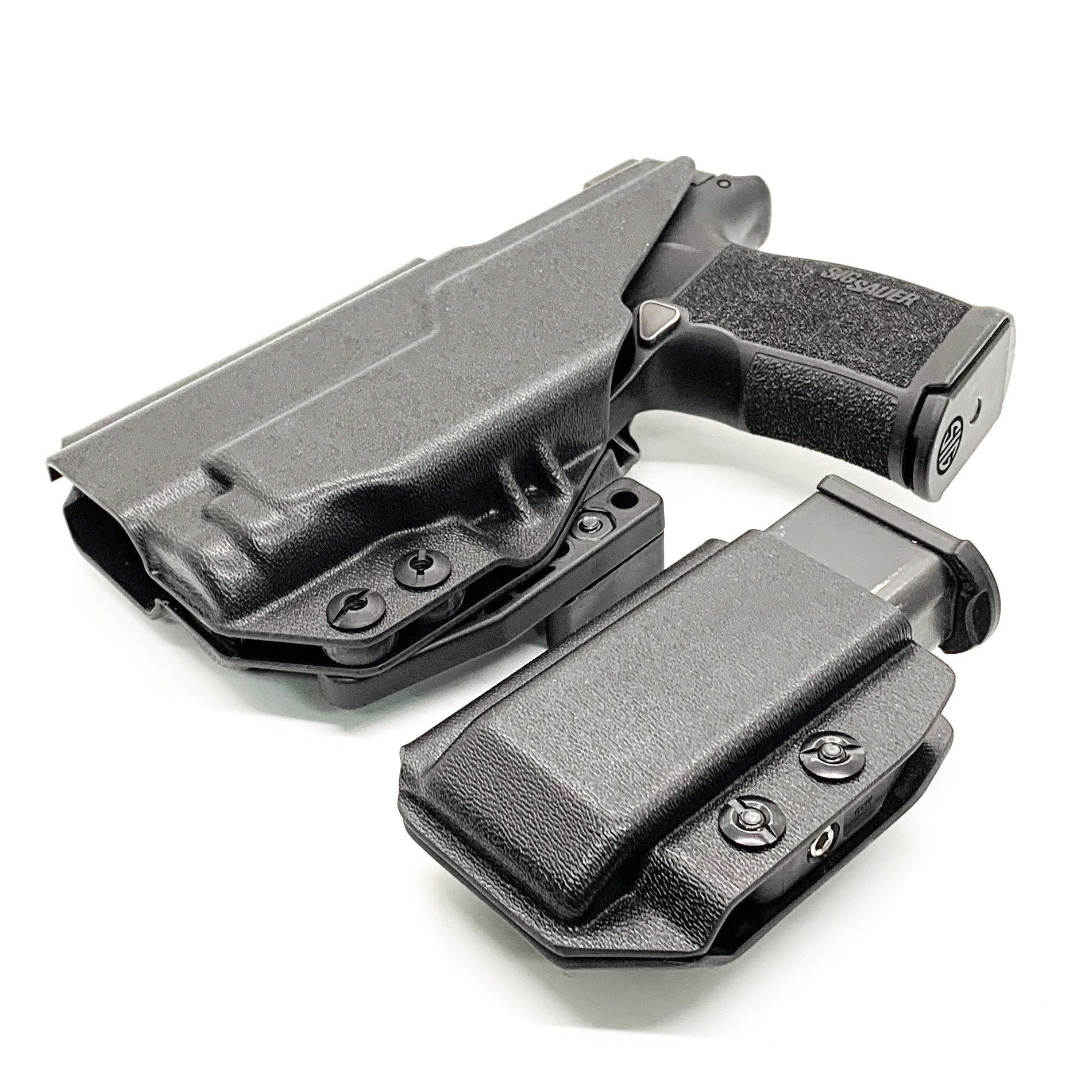 For the best IWB, AIWB, Appendix Inside Waistband Kydex Holster and Magazine Carrier combination package of 2023 designed to fit the  Sig Sauer P365, P365X, P365XL, P 365 XL, Spectre Comp, or P365-XL Rose Comp with the Streamlight TLR-7 Sub shop Four Brothers Holsters. In stock, ships next business day. Made in the USA