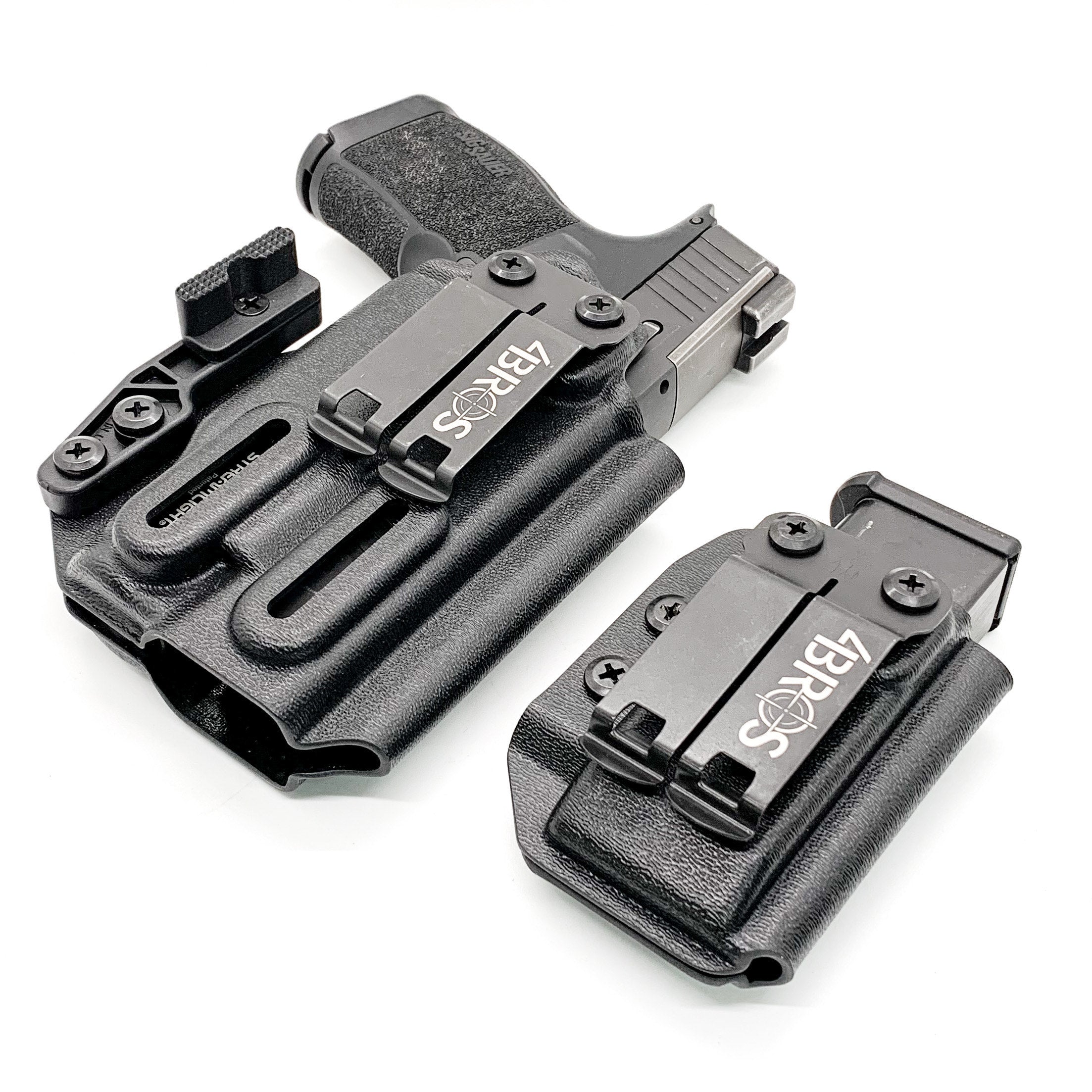 For the best IWB, AIWB, Appendix Inside Waistband Kydex Holster and Magazine Carrier combination package of 2023 designed to fit the  Sig Sauer P365, P365X, P365XL, P 365 XL, Spectre Comp, or P365-XL Rose Comp with the Streamlight TLR-7 Sub shop Four Brothers Holsters. In stock, ships next business day. Made in the USA