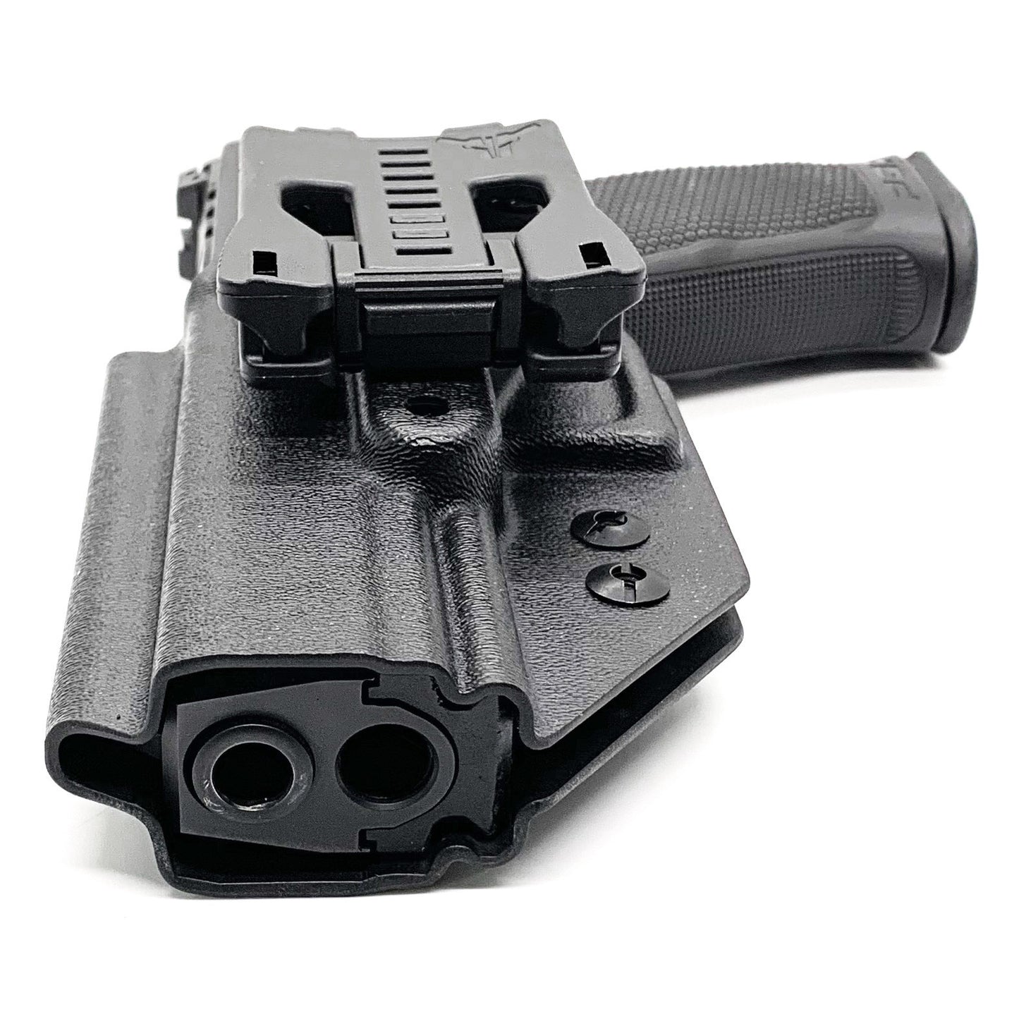 For the best, Outside Waistband OWB Kydex Holster designed to fit the Walther PDP 4 " full size or compact handgun, shop Four Brothers Holsters.  Full sweat guard, adjustable retention. Made in USA from .080" black thermoplastic for durability. Open muzzle for threaded barrels, cleared for red dot sights. 