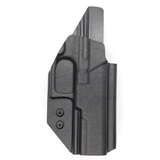 For the best, Outside Waistband OWB Kydex Holster designed to fit the Walther PDP F Series 4" & 3.5"  handgun, shop Four Brothers Holsters.  Full sweat guard, adjustable retention. Made in USA from .080" black thermoplastic for durability. Open muzzle for threaded barrels, cleared for red dot sights. 