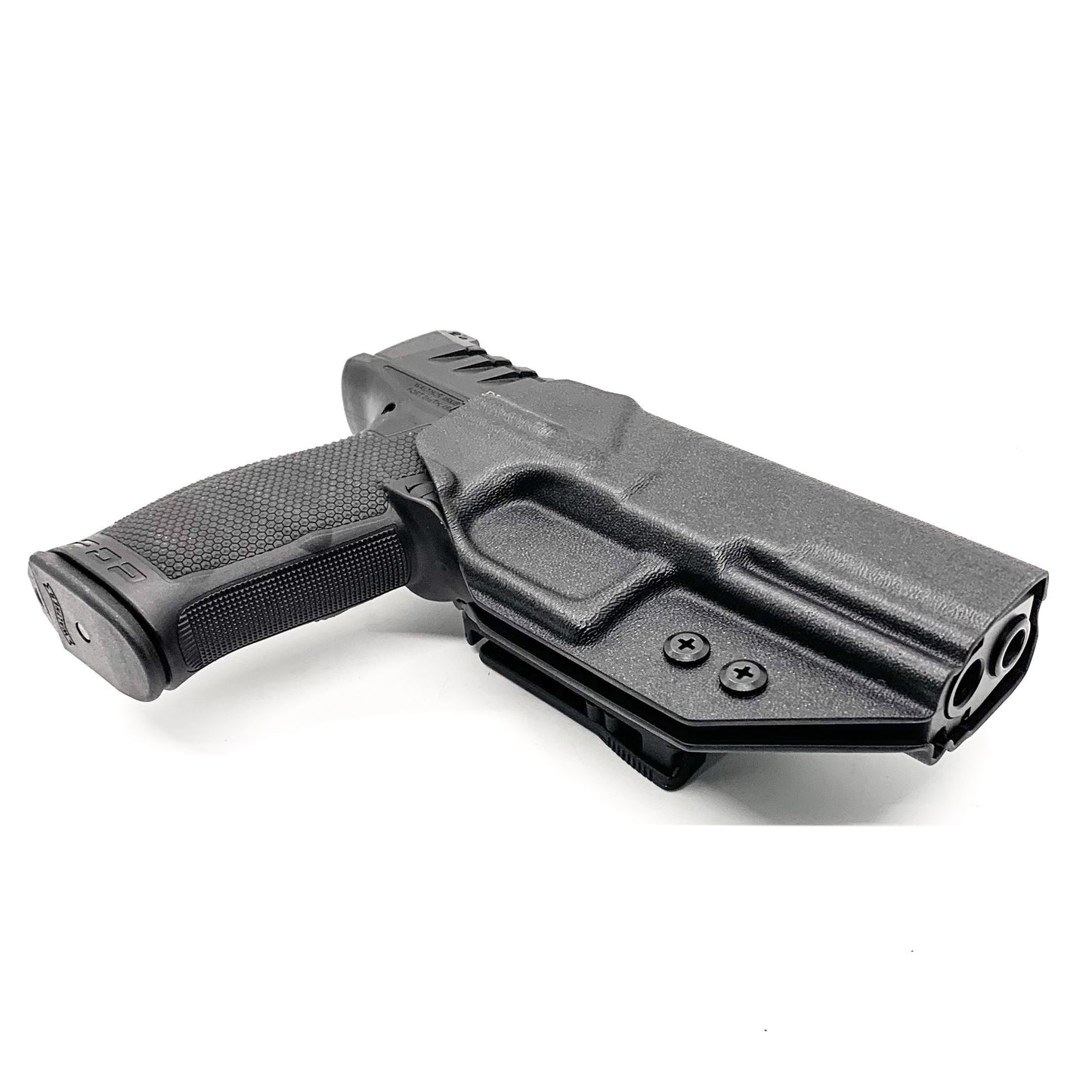 For the best, Outside Waistband OWB Kydex Holster designed to fit the Walther PDP 4 " full size or compact handgun, shop Four Brothers Holsters.  Full sweat guard, adjustable retention. Made in USA from .080" black thermoplastic for durability. Open muzzle for threaded barrels, cleared for red dot sights. 