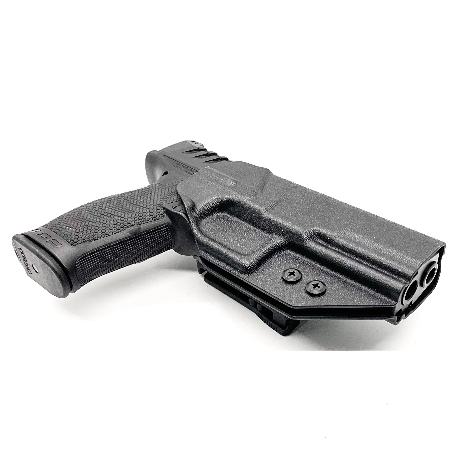 For the best, Outside Waistband OWB Kydex Holster designed to fit the Walther PDP F Series 4" & 3.5"  handgun, shop Four Brothers Holsters.  Full sweat guard, adjustable retention. Made in USA from .080" black thermoplastic for durability. Open muzzle for threaded barrels, cleared for red dot sights. 